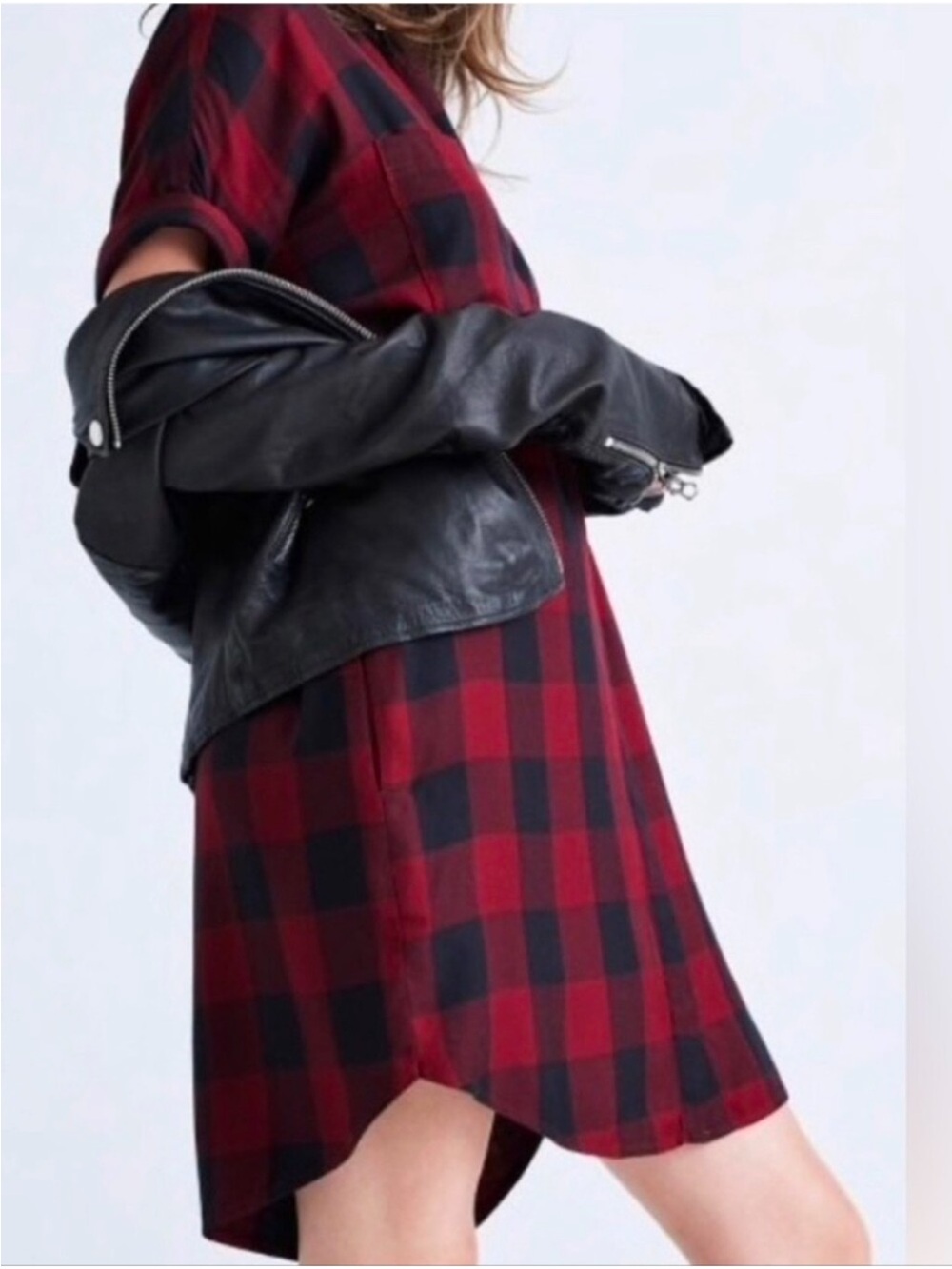 Madewell Red and Black Buffalo Plaid Mini Dress